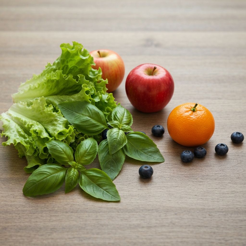 Świeże liście i owoce